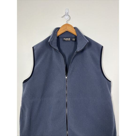 Guide Series Mens Fleece Vest Sz M Gray Full Zip Drawstring Side Pockets Outdoor - Picture 3 of 10